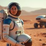 Missions spatiales récentes : découvrez les dernières avancées dans l’espace Femme astronaute sur Mars avec combinaison moderne