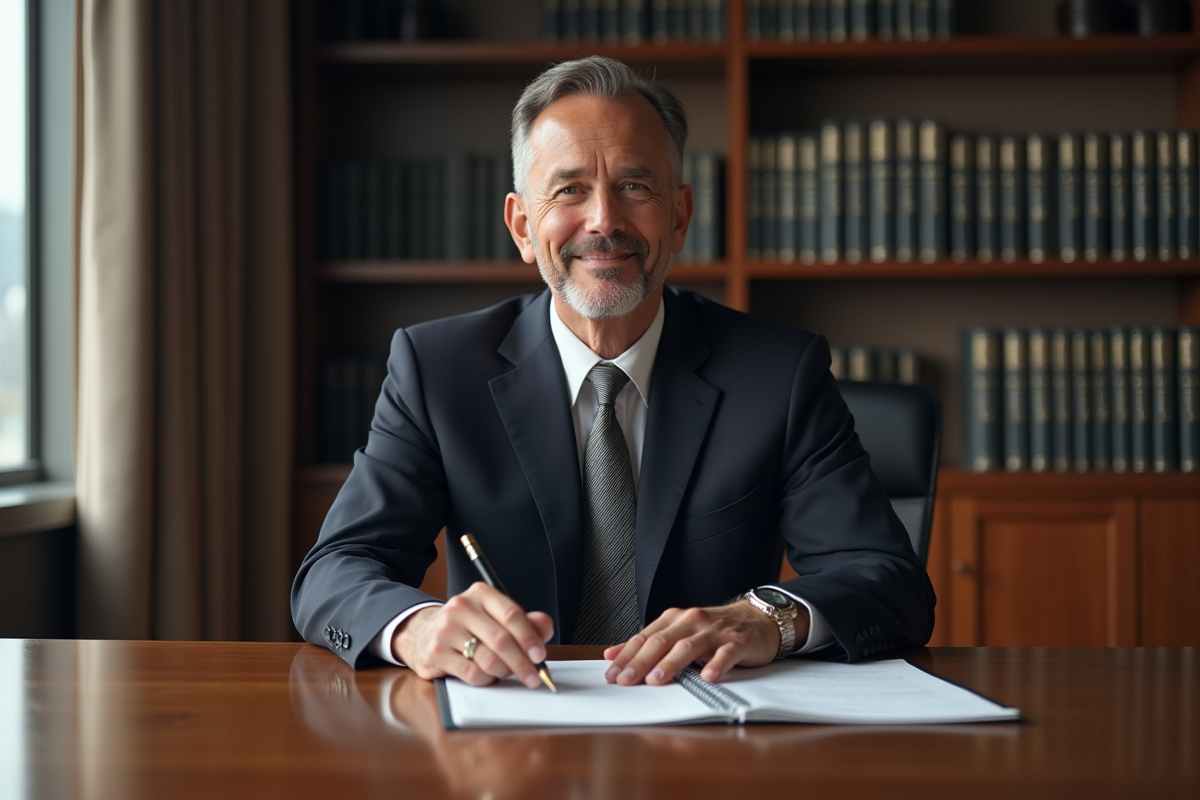 Avocat d'affaires en costume dans un bureau moderne