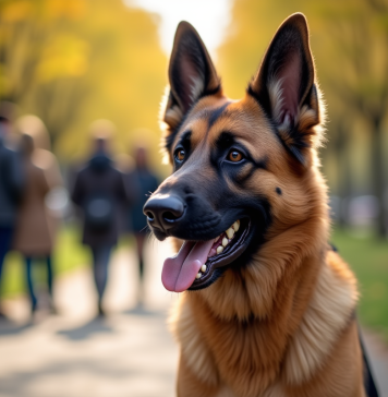 Chien berger allemand malinois calme dans un parc urbain