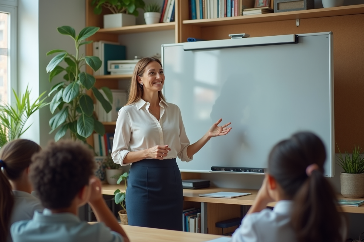 Professeur montrant la plateforme MBN aux élèves