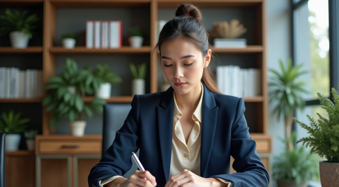 Catégories MIF : Découvrez les 3 principales pour votre réussite Femme d'affaires en réunion triant des dossiers colorés
