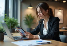 Commerce rentable : les tendances en 2025 à exploiter ! Jeune femme analysant des graphiques sur une tablette en coworking