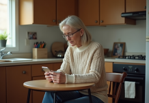 Famille : Pourquoi ne prennent-ils pas de mes nouvelles ? Femme d'âge moyen pensant dans sa cuisine chaleureuse