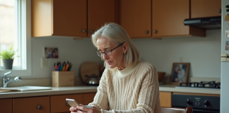 Famille : Pourquoi ne prennent-ils pas de mes nouvelles ? Femme d'âge moyen pensant dans sa cuisine chaleureuse