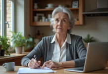 Surcote retraite : qui y a droit ? Les conditions et impact Femme retraitée examine documents de pension à la maison