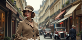 Mode années 1930 : décryptage des tendances et styles emblématiques Femme élégante en robe biascut dans Paris vintage