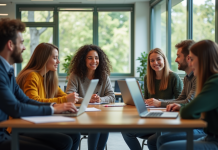 Groupe d'étudiants universitaires en étude collaborative