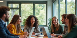 Groupe d'étudiants universitaires en étude collaborative