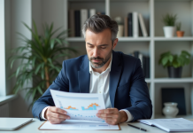 Homme d affaires en costume dans son bureau moderne