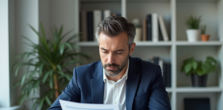 Homme d affaires en costume dans son bureau moderne