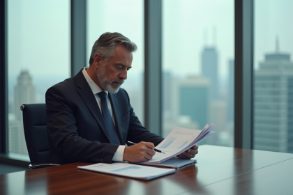Homme d'affaires sérieux dans un bureau moderne
