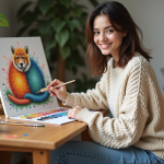 Comment réussir sa peinture par numéro animaux : astuces et conseils pour débutants Jeune femme en train de peindre un tableau d'animal avec paintbynumbers