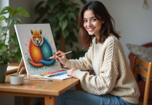 Comment réussir sa peinture par numéro animaux : astuces et conseils pour débutants Jeune femme en train de peindre un tableau d'animal avec paintbynumbers