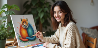 Comment réussir sa peinture par numéro animaux : astuces et conseils pour débutants Jeune femme en train de peindre un tableau d'animal avec paintbynumbers