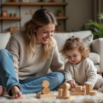 Soutenir émotionnellement une mère célibataire : conseils et astuces bienveillants Femme et fille jouent ensemble dans un salon chaleureux