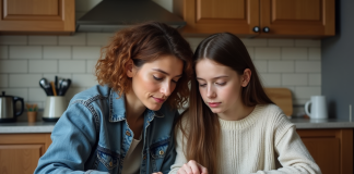 Traumatisme générationnel : conséquences et solutions pour y faire face Femme et fille regardant un album photo en cuisine